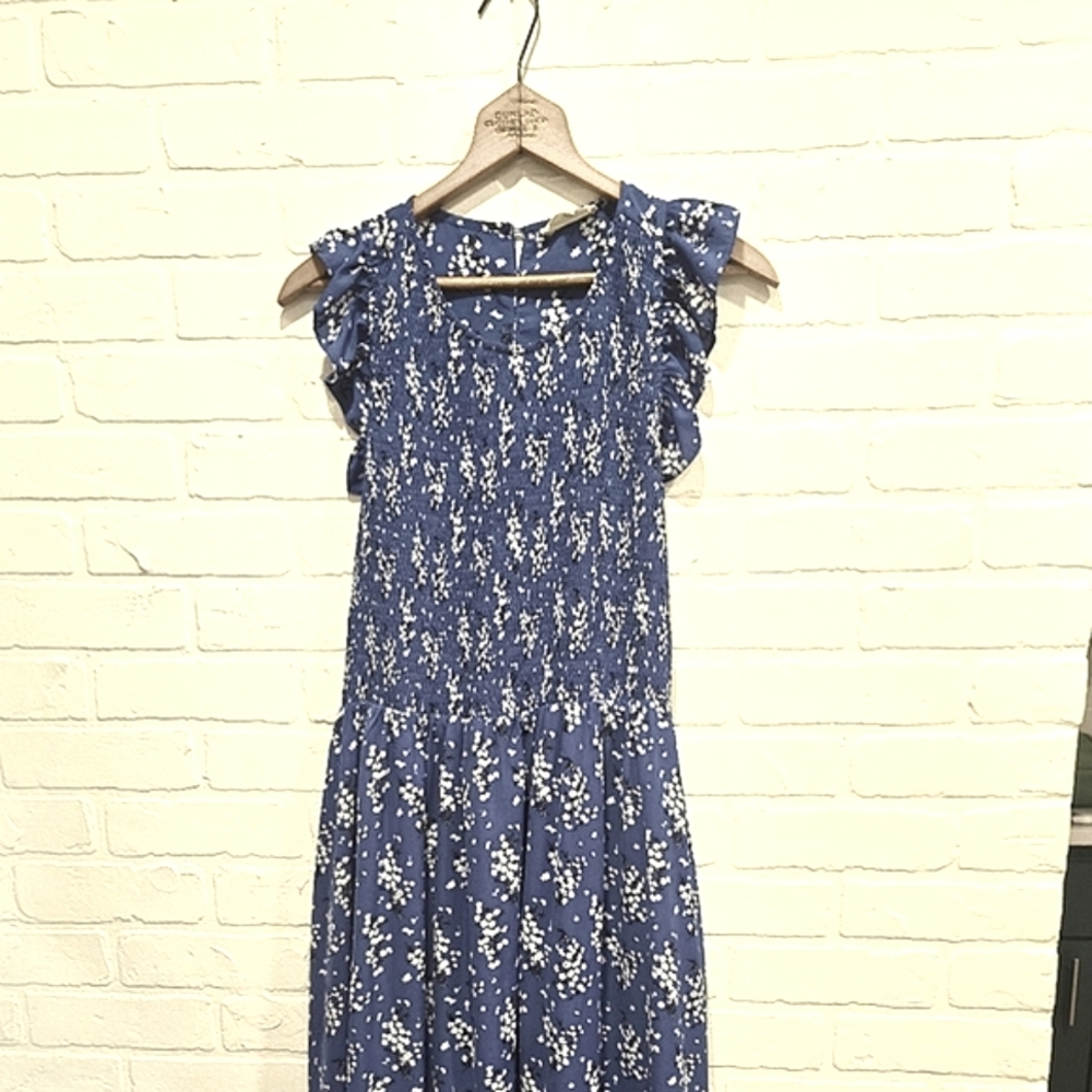 MELLODAY Blue and White Floral Dress